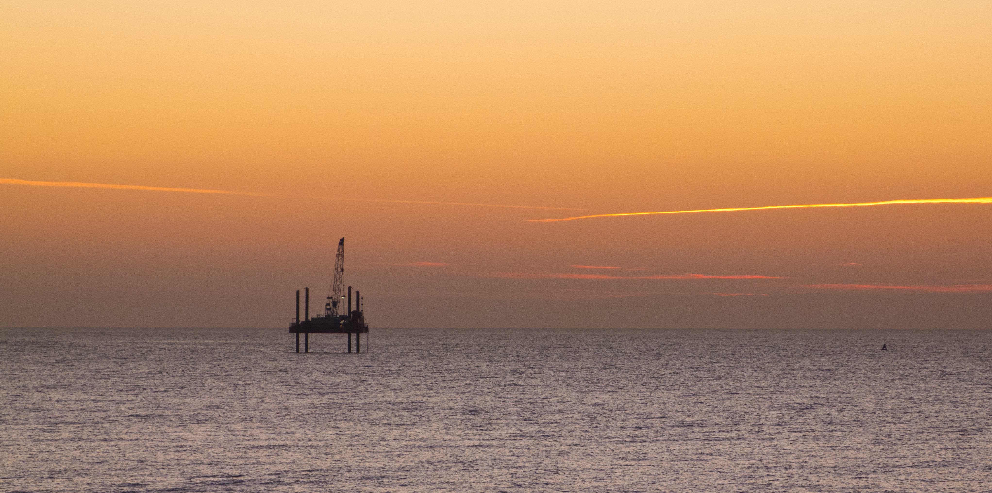 Offshore Platform off Cleveleys at Sunset